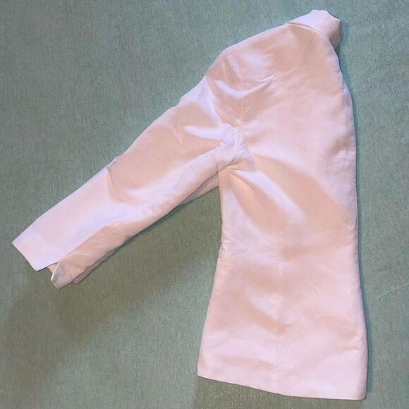 Kasper size 4 white linen blazer jacket EUC classic double pocket single button - Picture 12 of 13